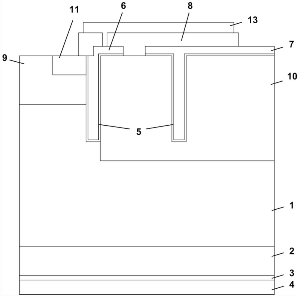 Trench gate type IGBT structure