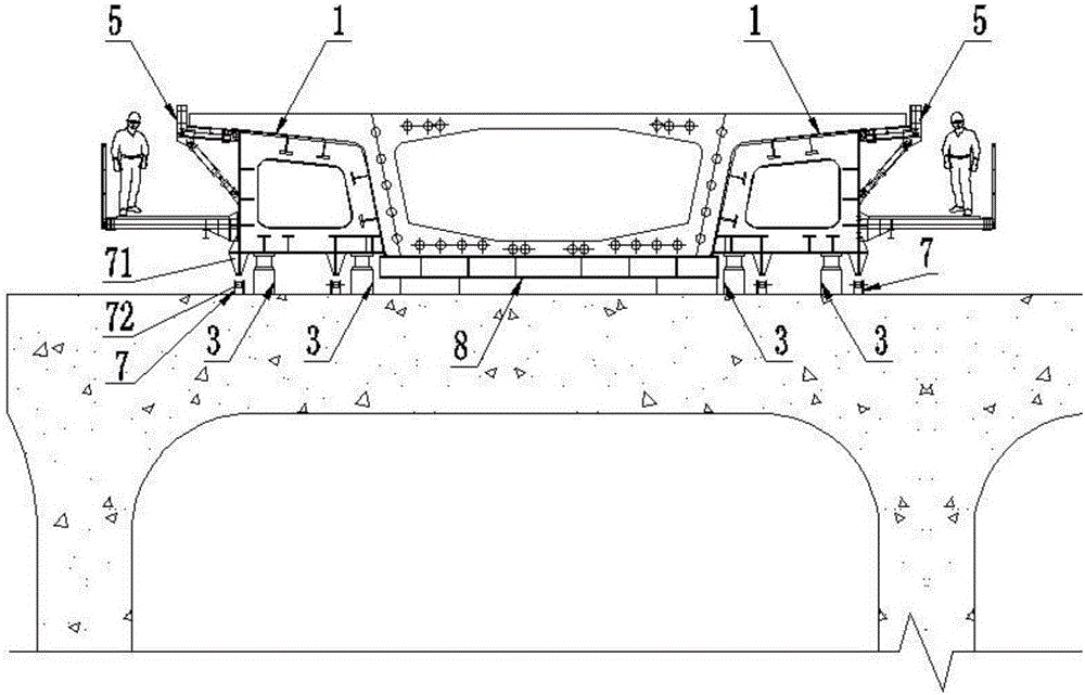 Descending movable framework for highway box girder at highway and railway combined construction section and application method of descending movable framework