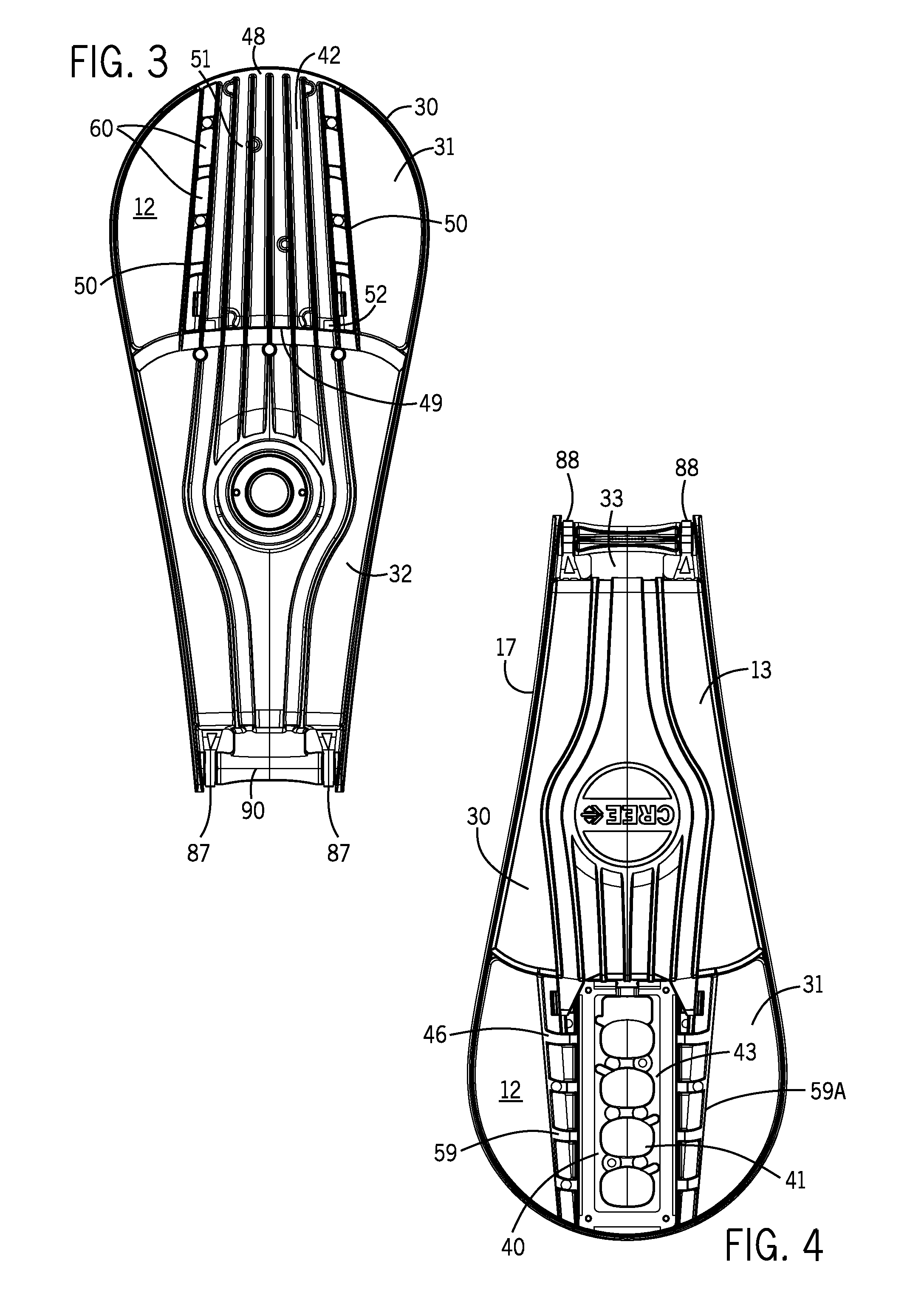 LED light fixture with integrated light shielding