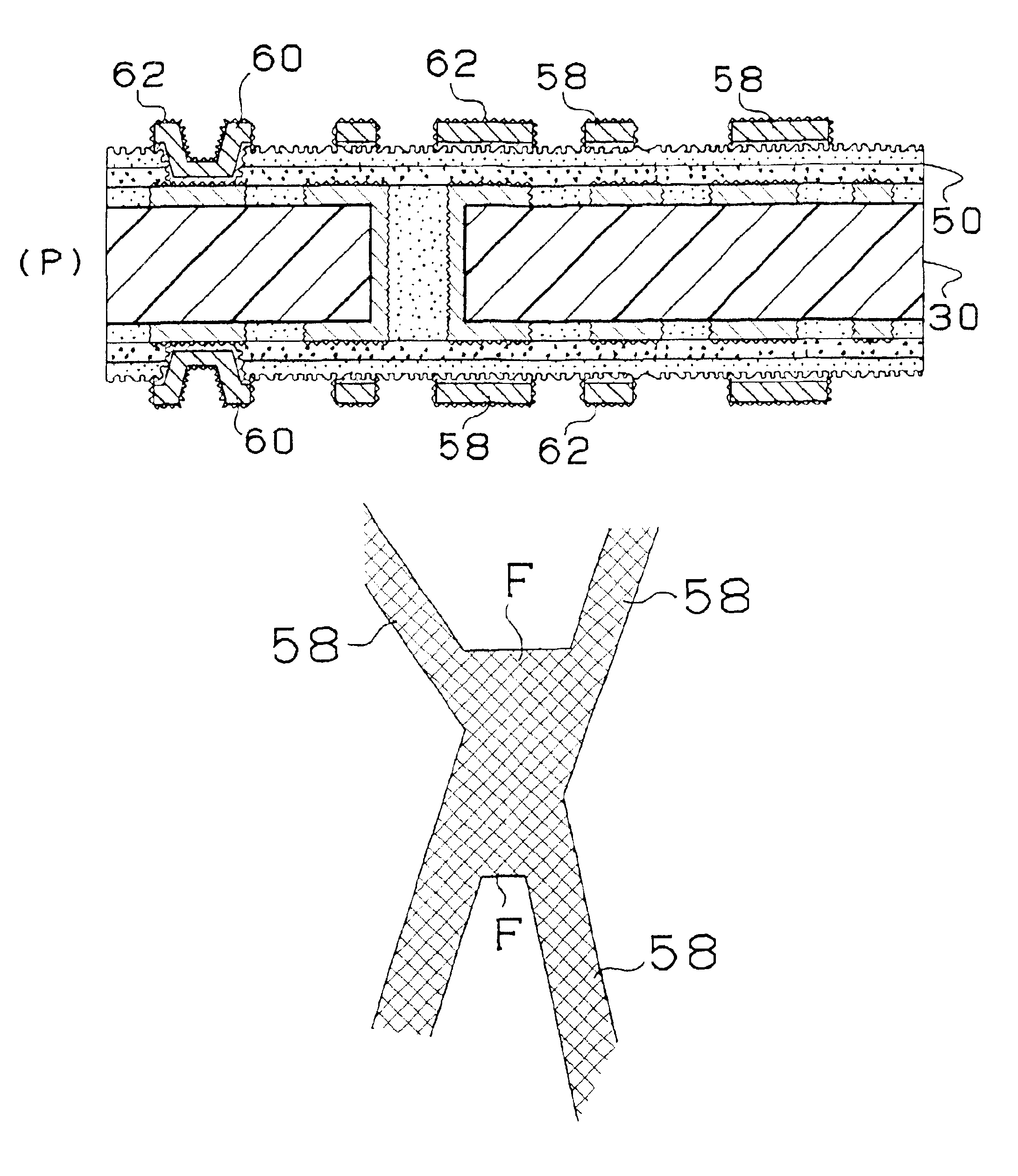 Method of fabricating crossing wiring pattern on a printed circuit board