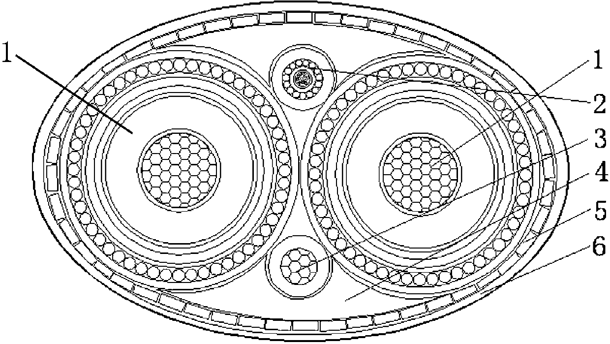 Ultrahigh pressure cross linked polyethylene insulated flexible direct-current optical fiber composite submarine cable