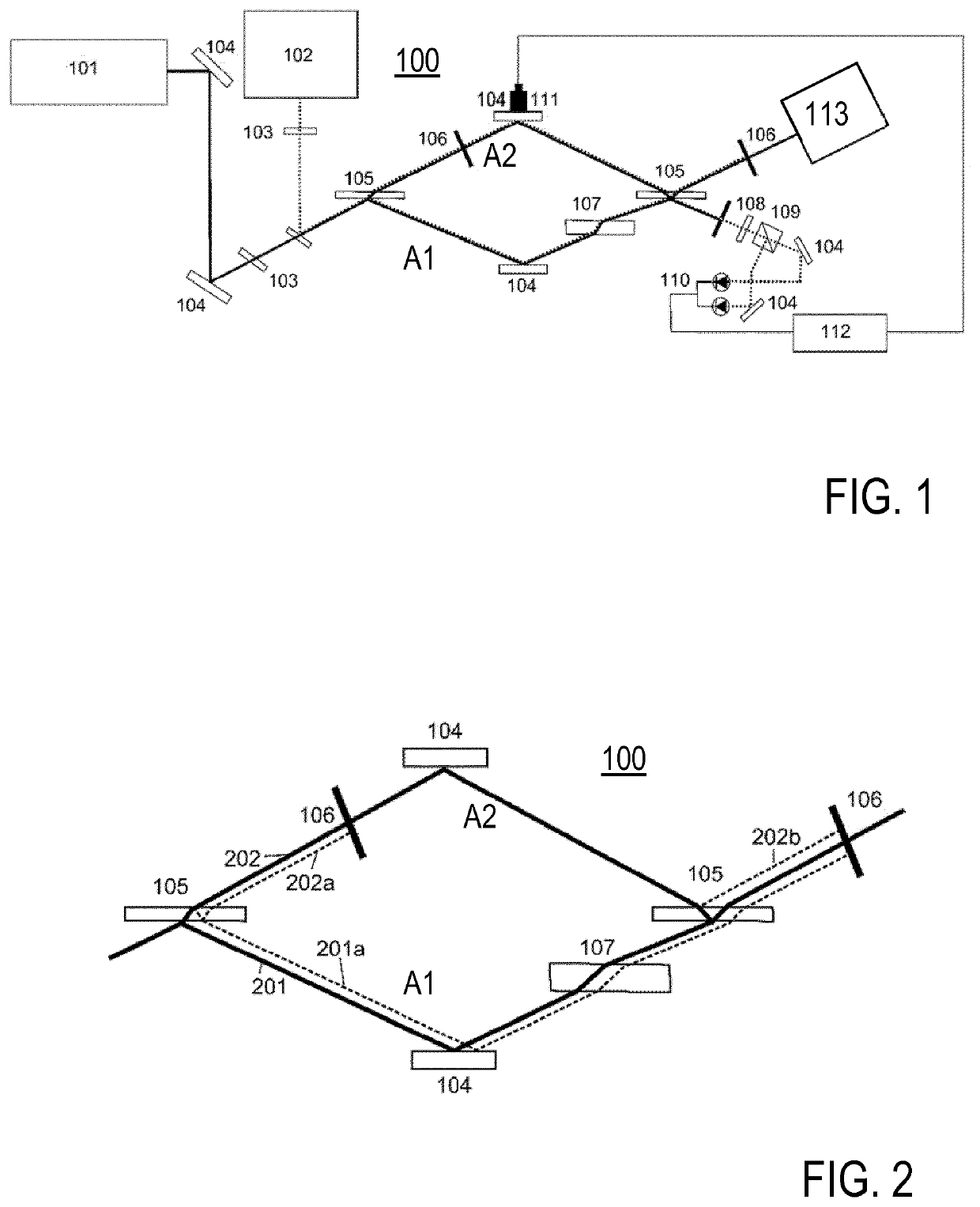 Interferometry with an achromatic interferometric superposition of electromagnetic fields