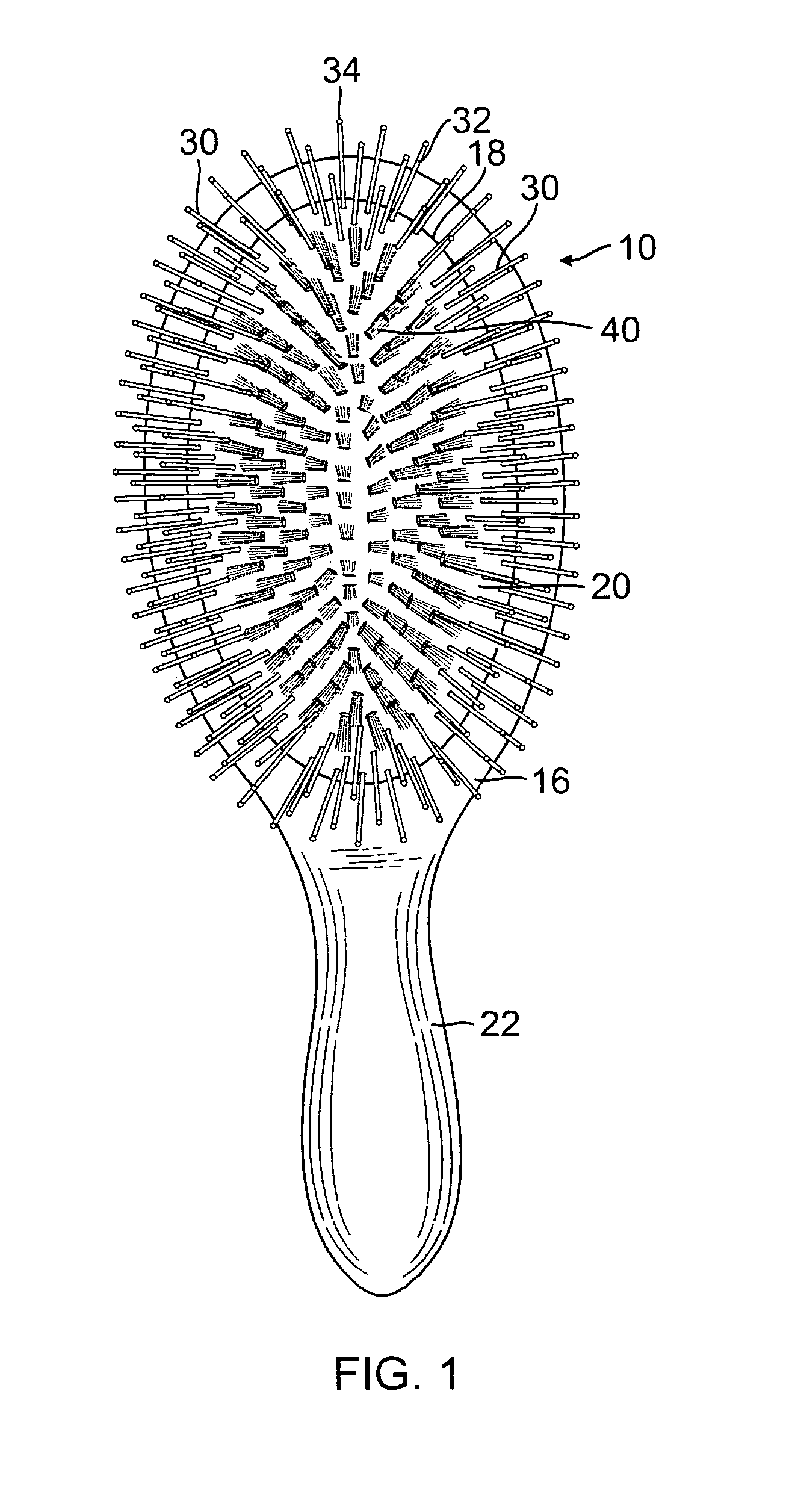 Pet hair and human hair grooming brush with two sets of different bristles