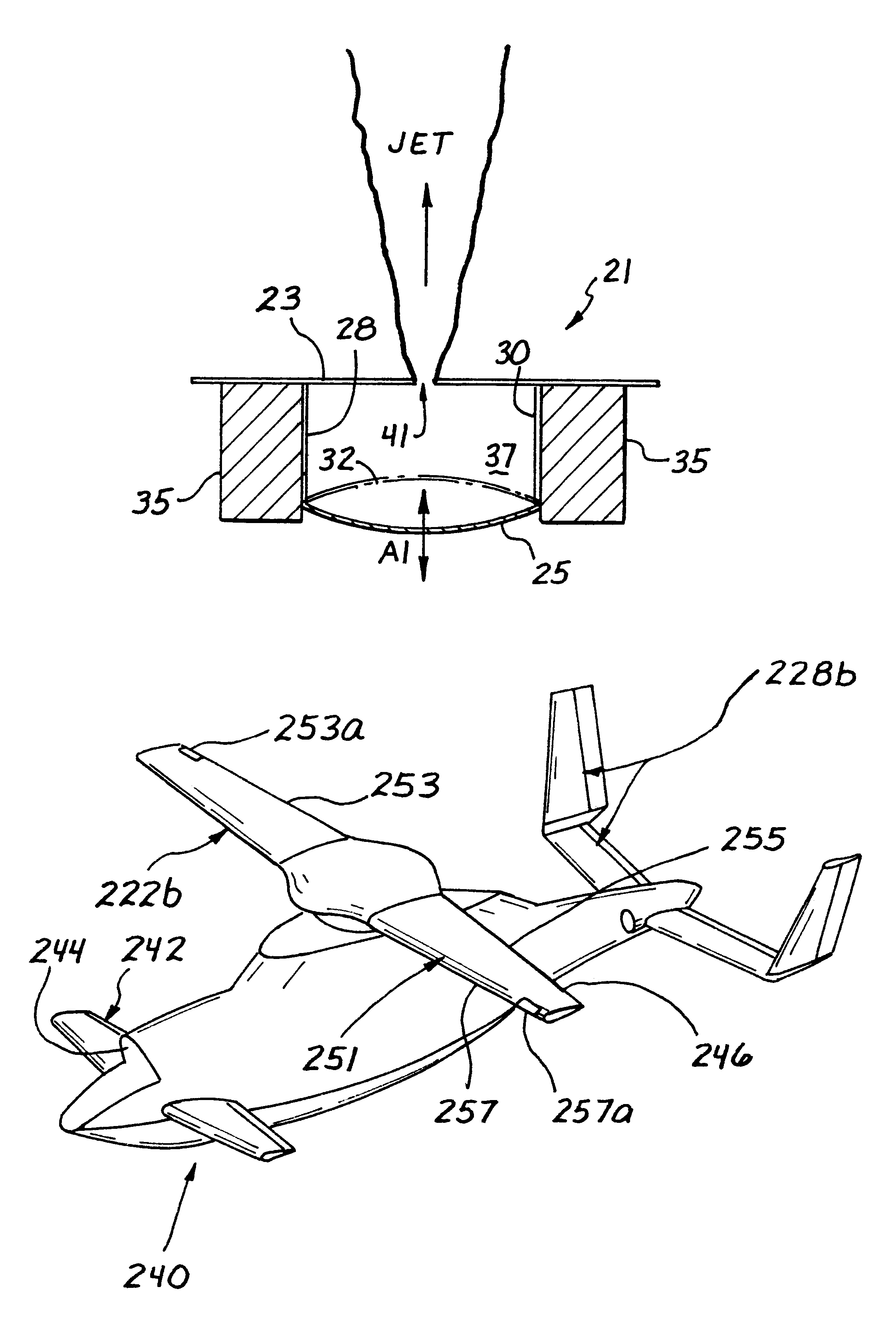 Oscillating air jets for implementing blade variable twist, enhancing engine and blade efficiency, and reducing drag, vibration, download and ir signature