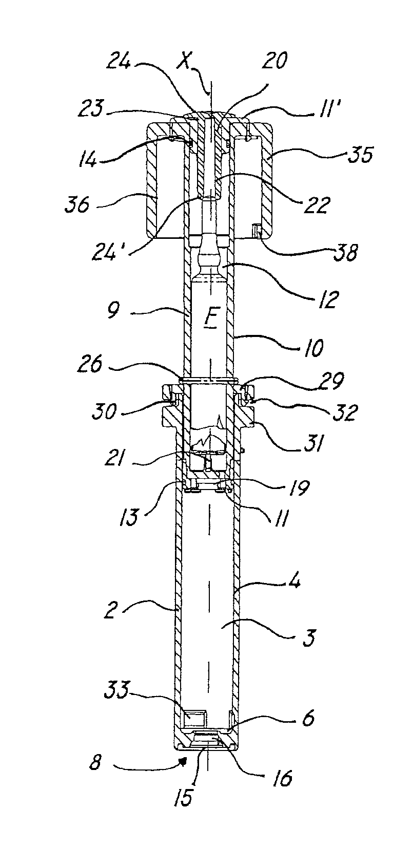 Cartridge for storage and delivery of a two-phase compound