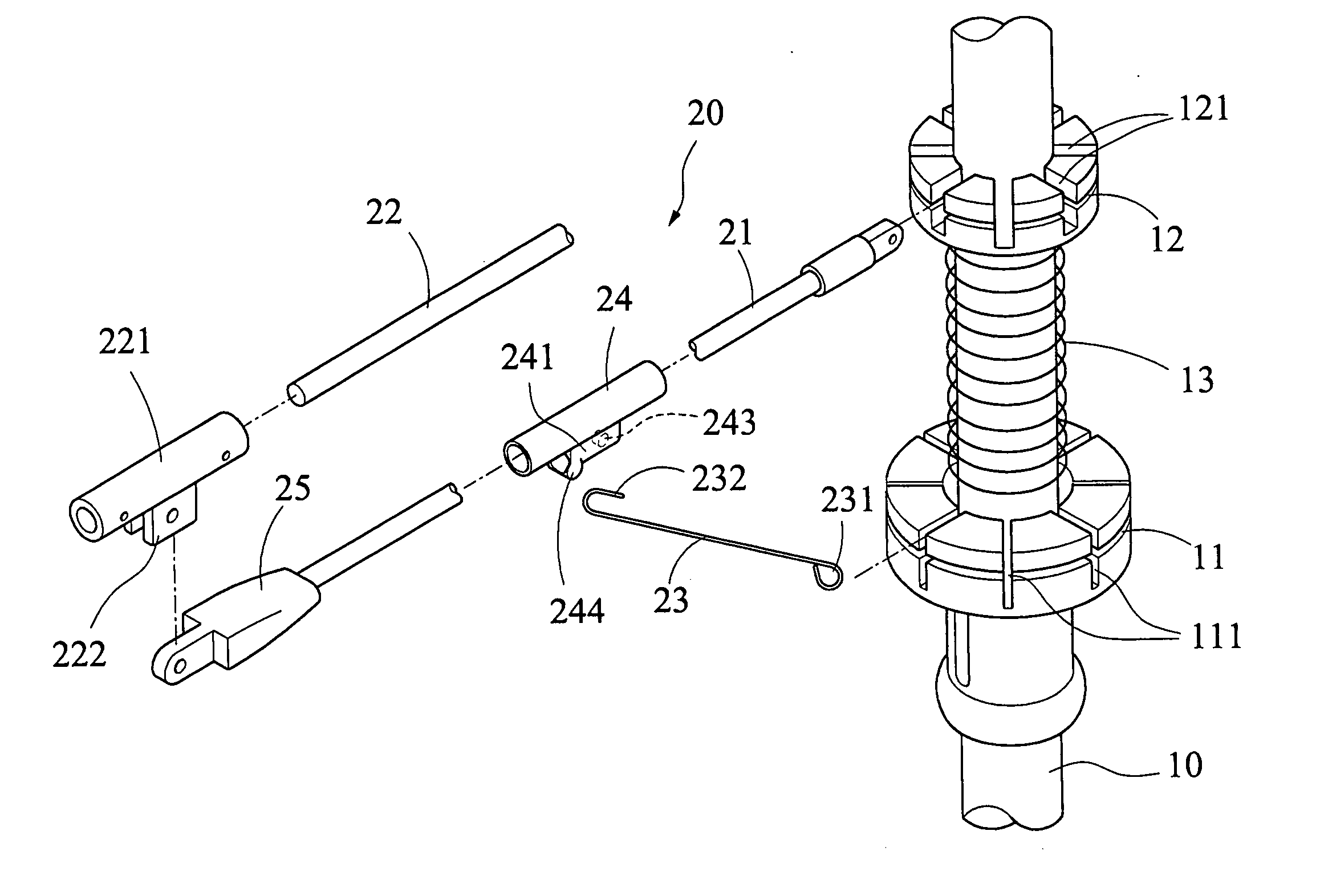 Device for securing link to spreader of umbrella