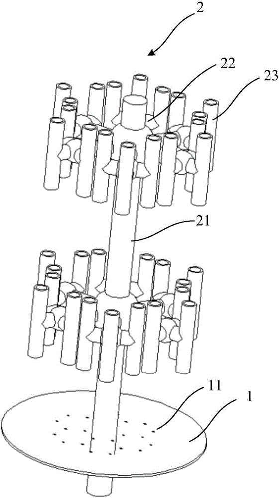 Fluid uniform distribution device with fractal structure