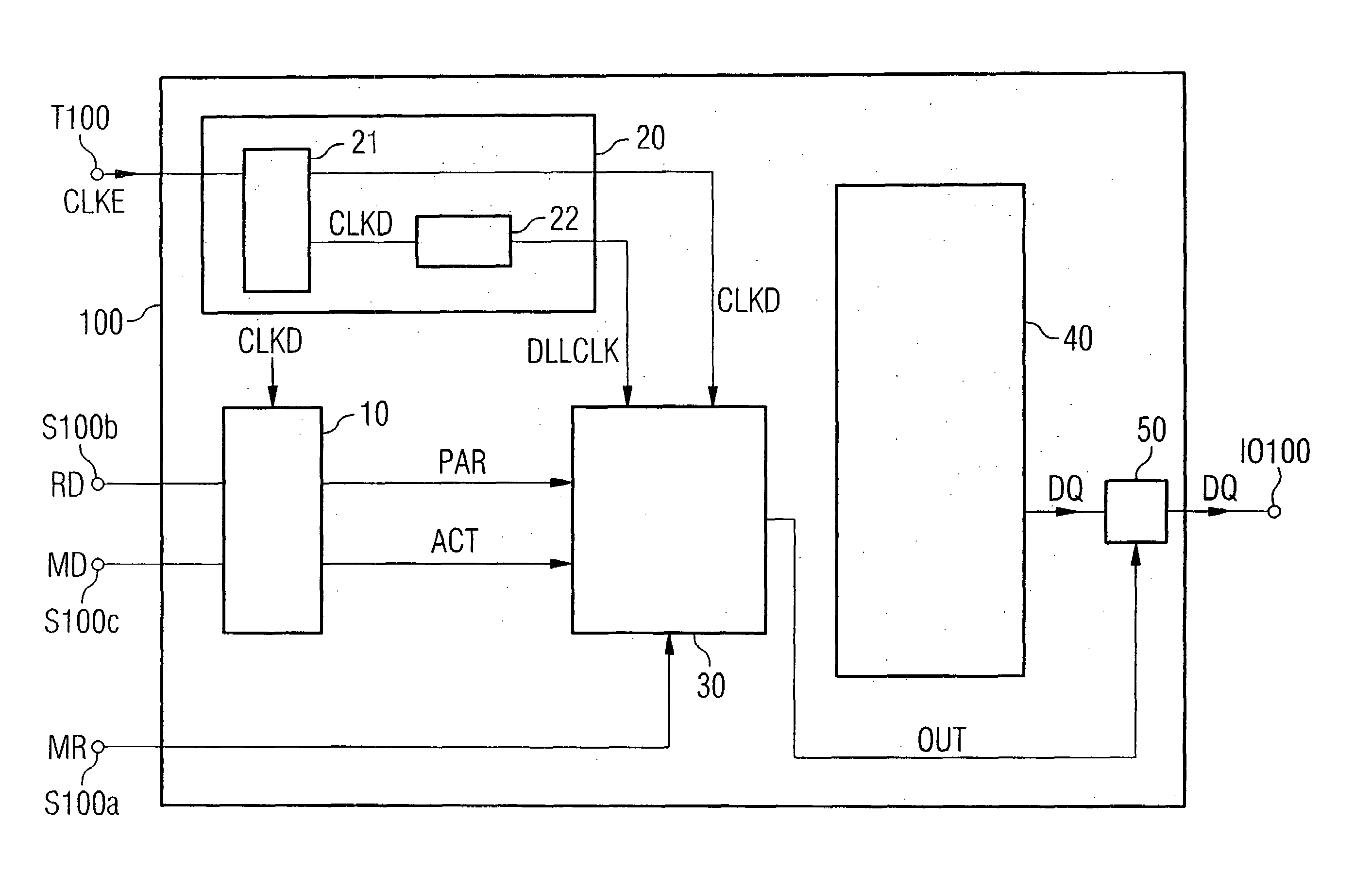 Integrated semiconductor memory device for synchronizing a signal with a clock signal