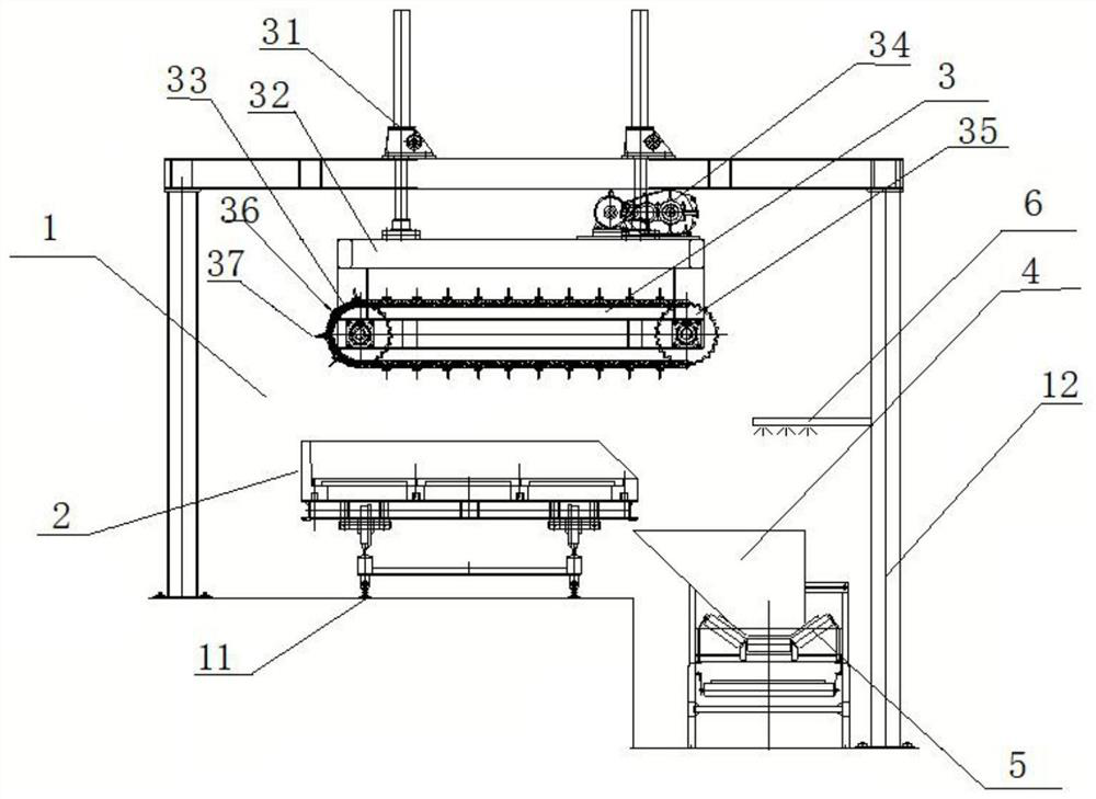 Limiting scraper type automatic discharging equipment and discharging method