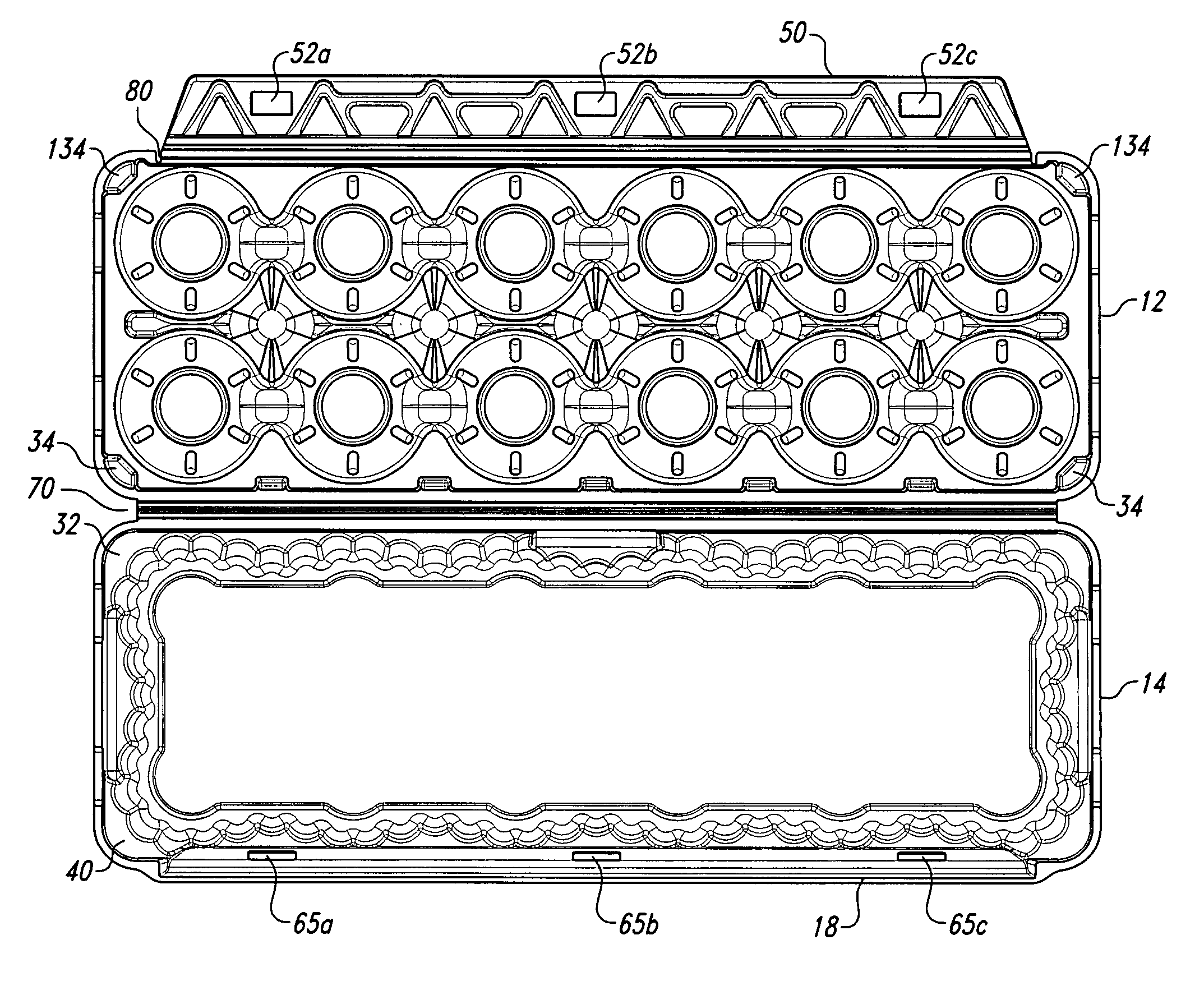 Transparent egg carton with closure flap