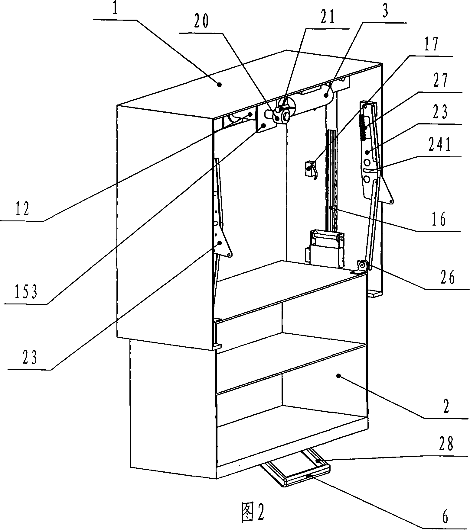 Electric up-down kitchen cabinet