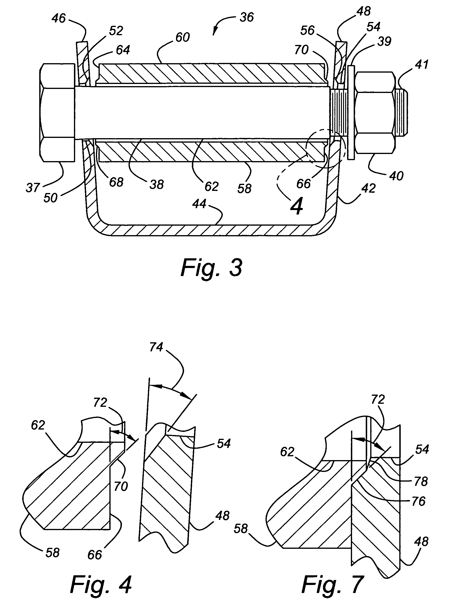 Brinelling bushing joint assembly