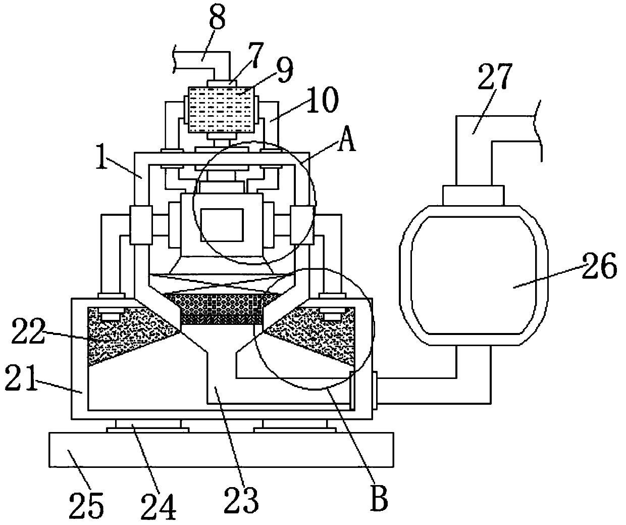 A waste gas treatment equipment with water treatment effect