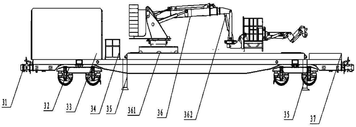 Railway tunnel repairing vehicle unit