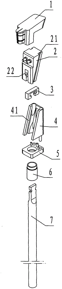 Straight ejecting and inclined pulling demolding device of deep reversed buckle in injection mold