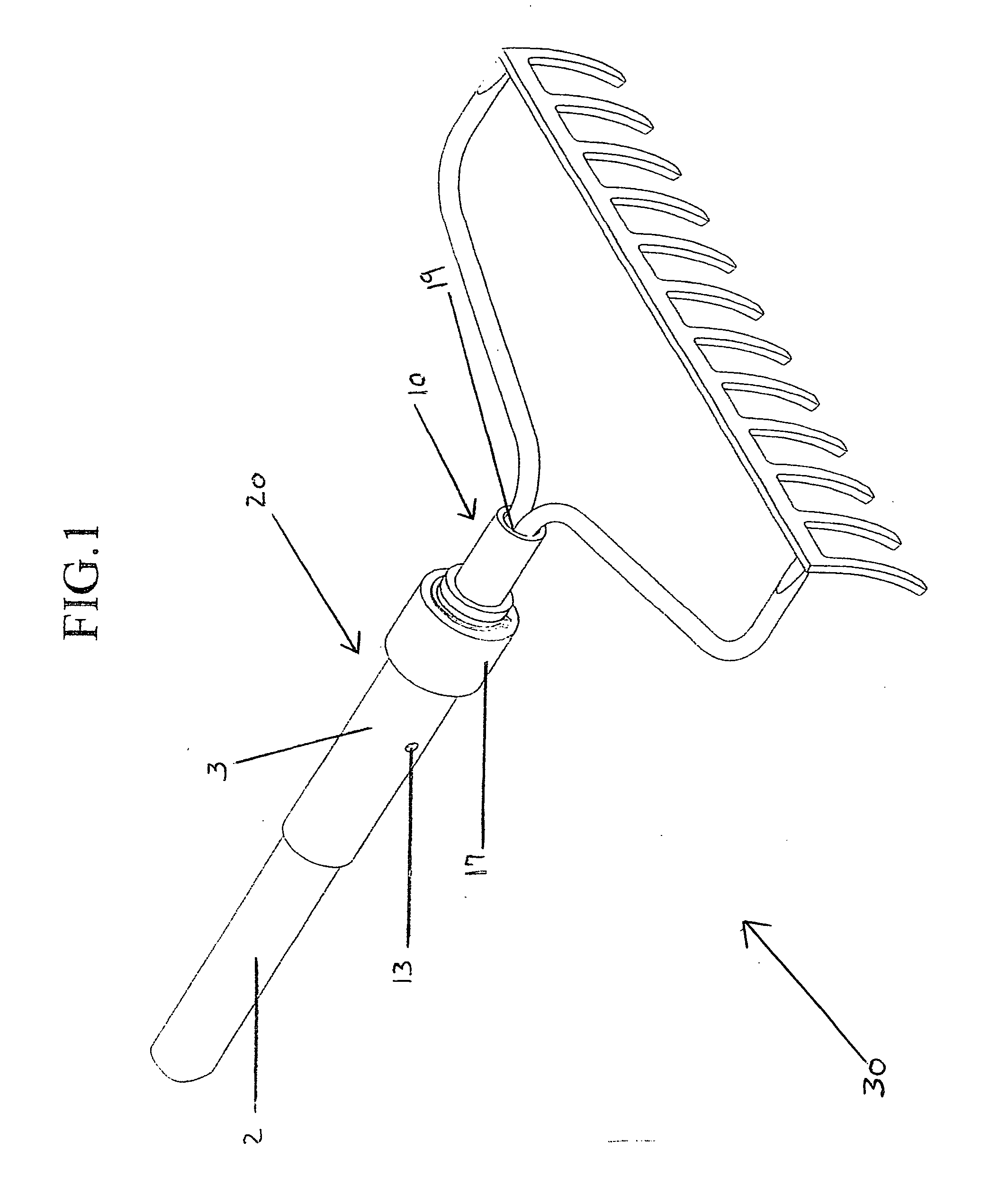 Quick disconnect assembly device for a fast, reliable and easy attachment and release of implement heads from handles on lawn and garden, house cleaning, carpentry, and painting tools / devices