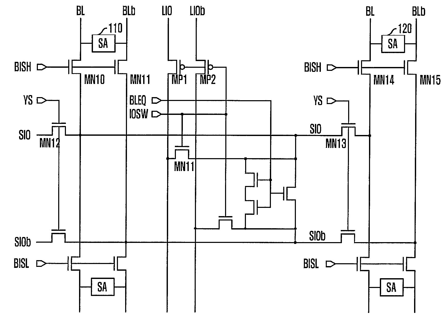 Circuit and method for controlling local data line in semiconductor memory device