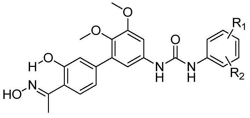 A biphenylurea compound containing an oxime group and its preparation method and application