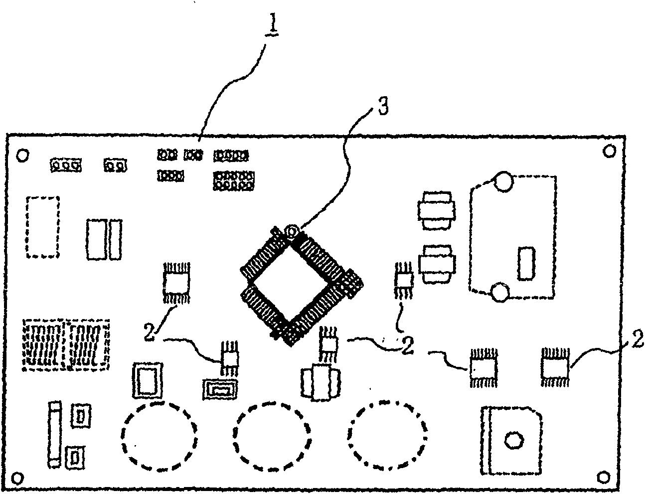 Printed circuit board for mounting a quad flat package IC