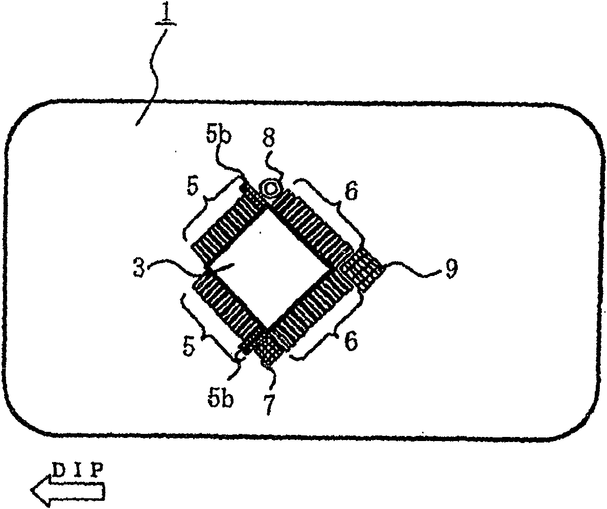 Printed circuit board for mounting a quad flat package IC