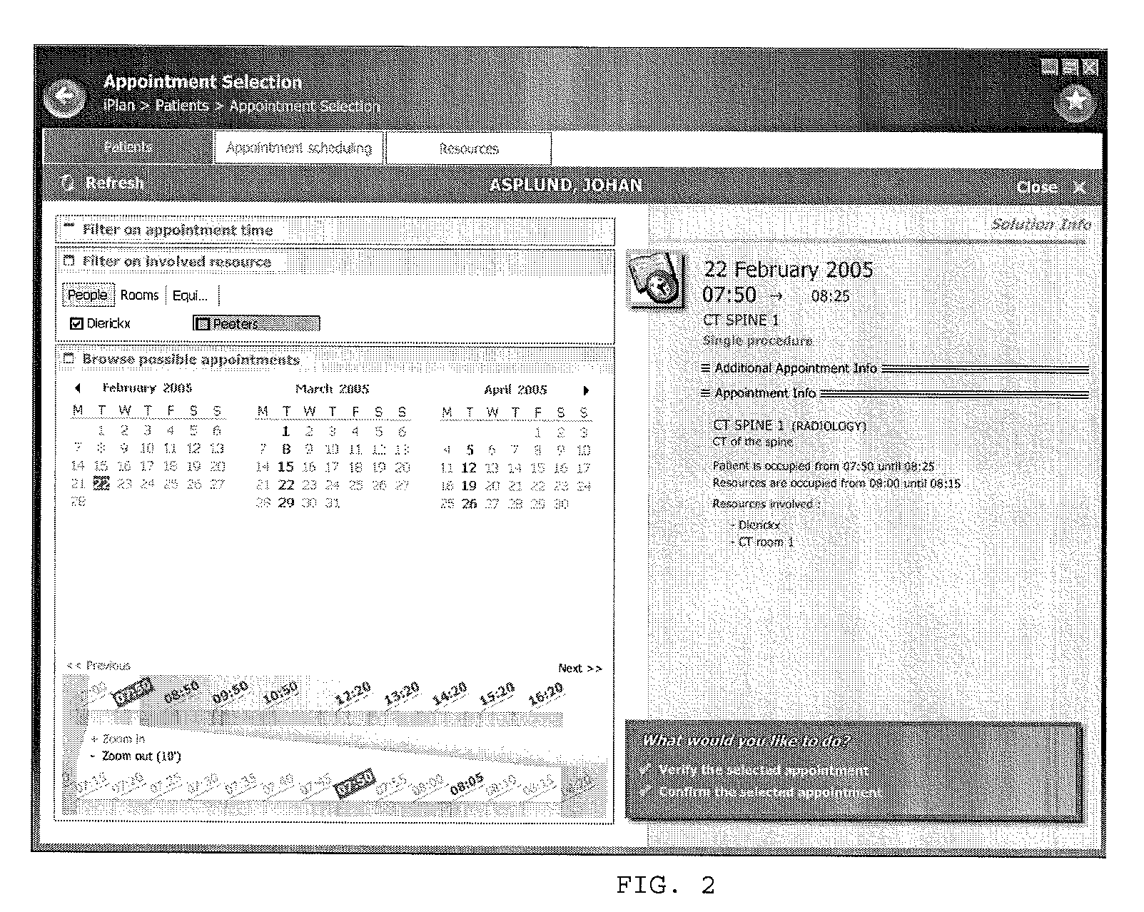 Method and User Interface For Managing and Displaying Solutions For Multiple Resources in an Appointment Scheduling System