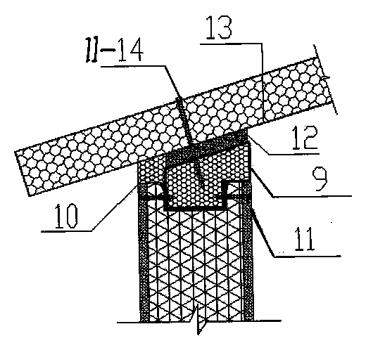 Pitched roof and wallboard connected cold and hot broken bridge structure