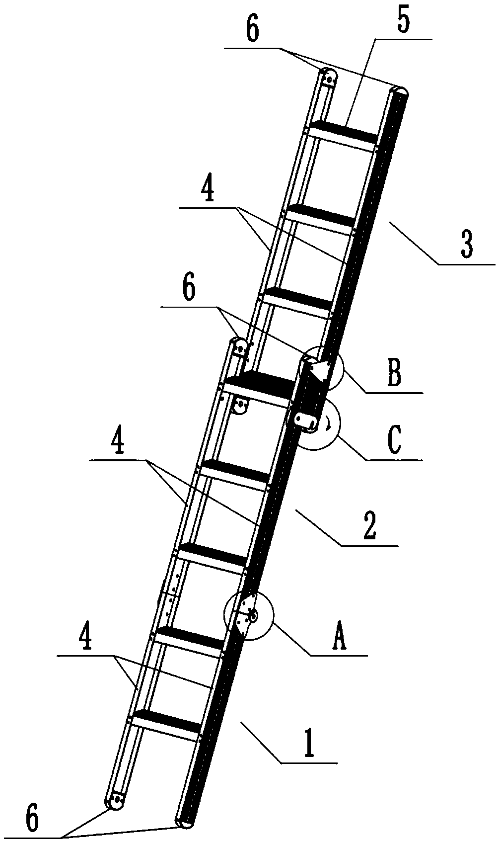 Folding ladder capable of being contracted