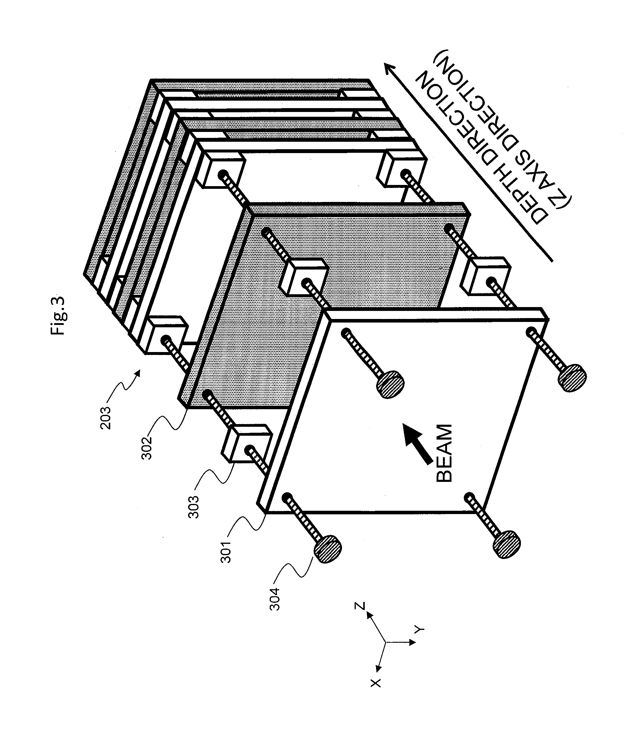 Radiation measuring device, particle beam therapy device provided with radiation measuring device, and method for calculating dose profile of particle beam