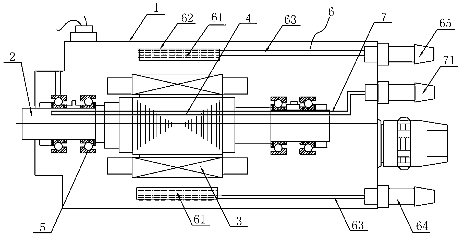 High-speed motor spindle adopting lubrication under loop