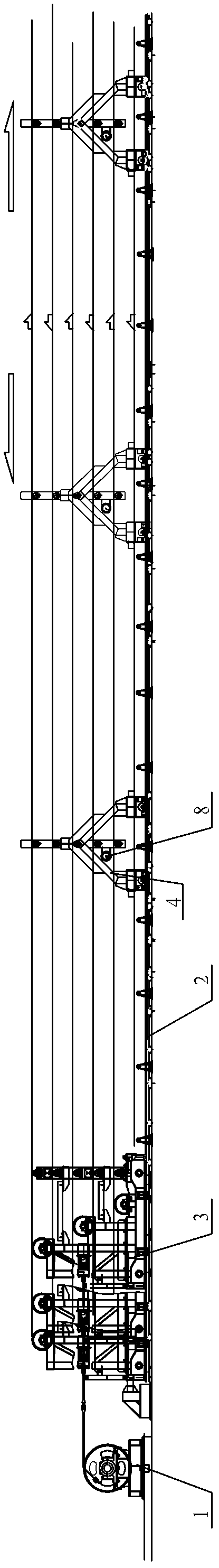 Horizontal loop device with support vehicles