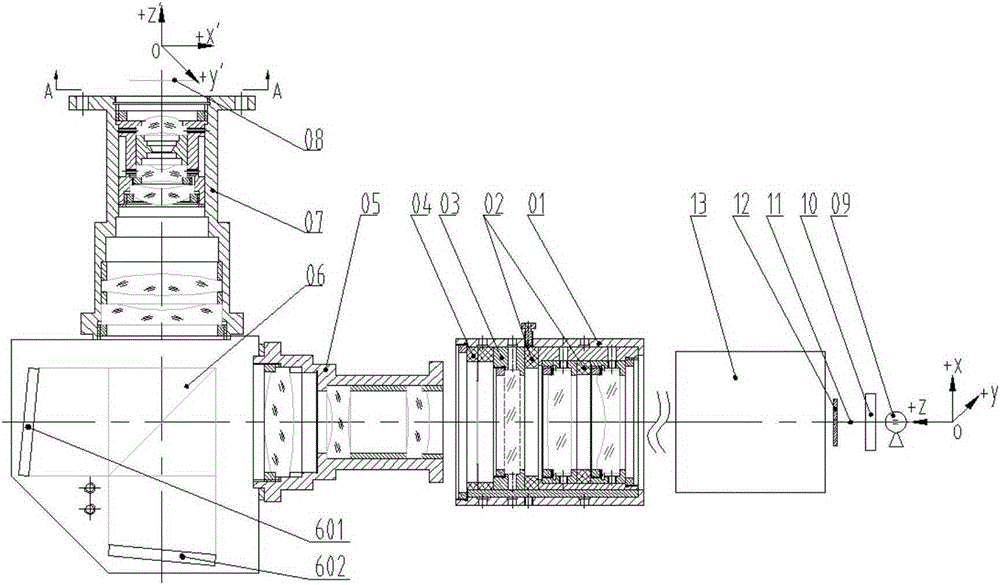 View field diaphragm installation adjustment structure of one-dimensional imaging heterodyne spectrometer and view filed detection method