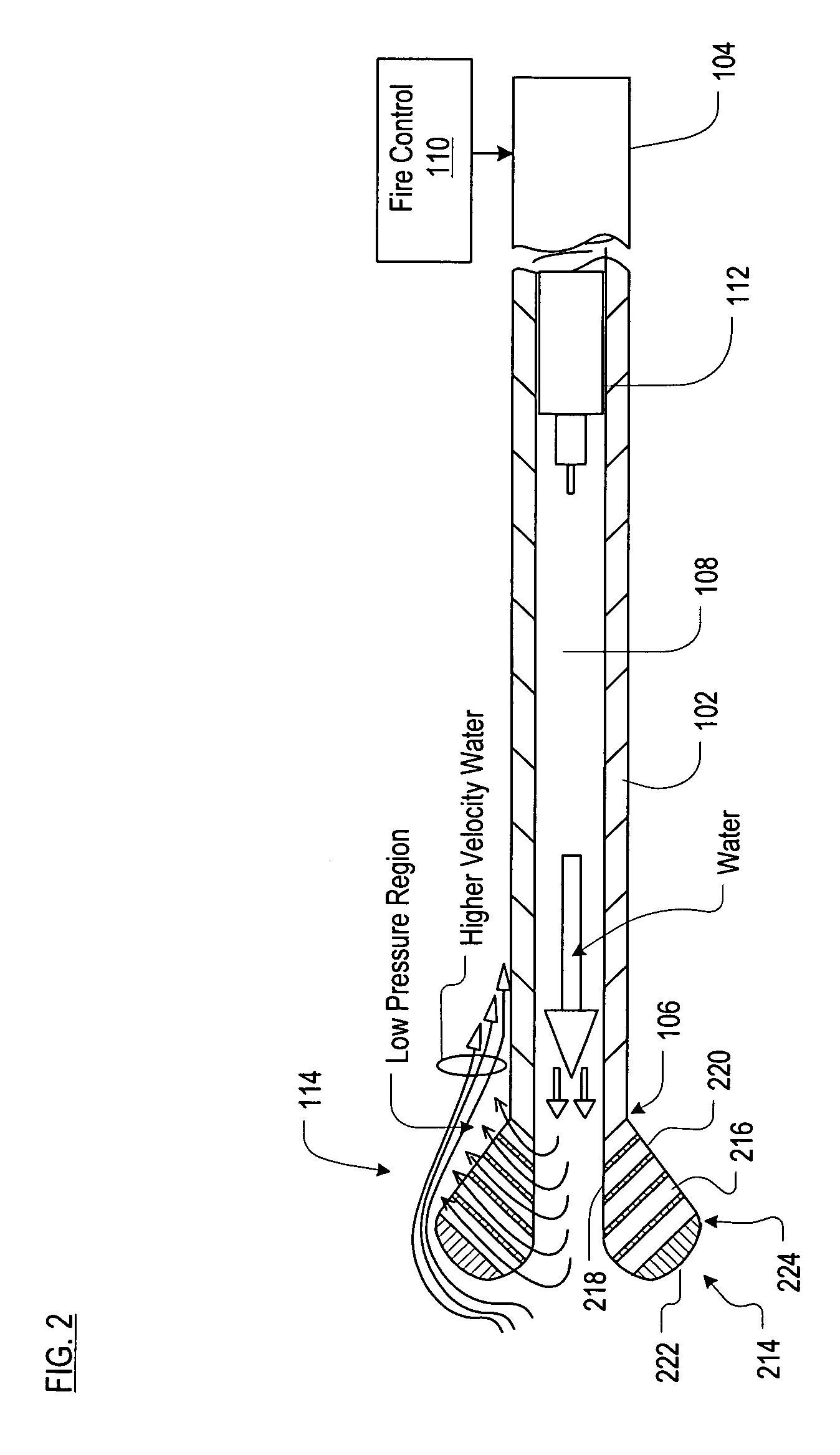 Underwater Gun Comprising a Passive Fluidic Barrel Seal