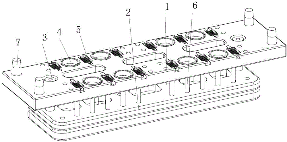 Metal insert loading fixture for plastic mold