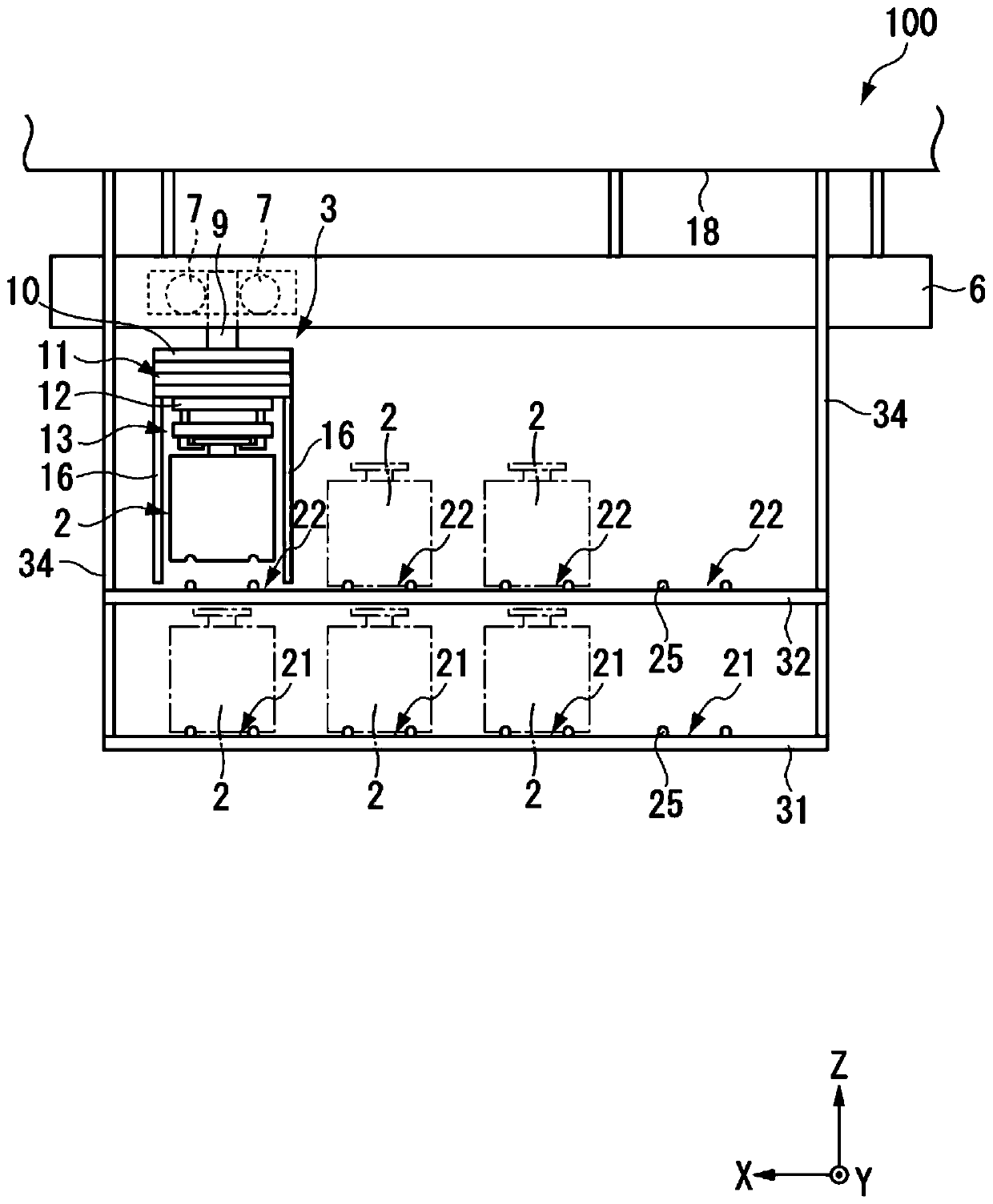 Ceiling transfer system and ceiling transfer car