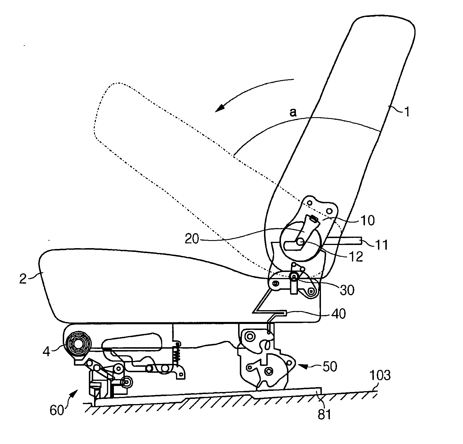 Double-foldinging seat for vehicles