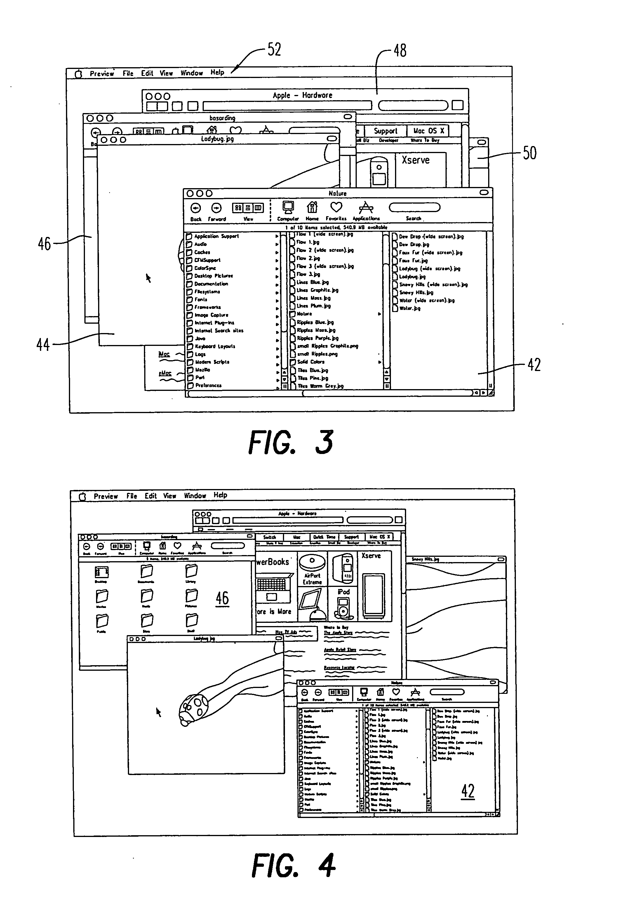 Computer interface having a virtual single-layer mode for viewing overlapping objects