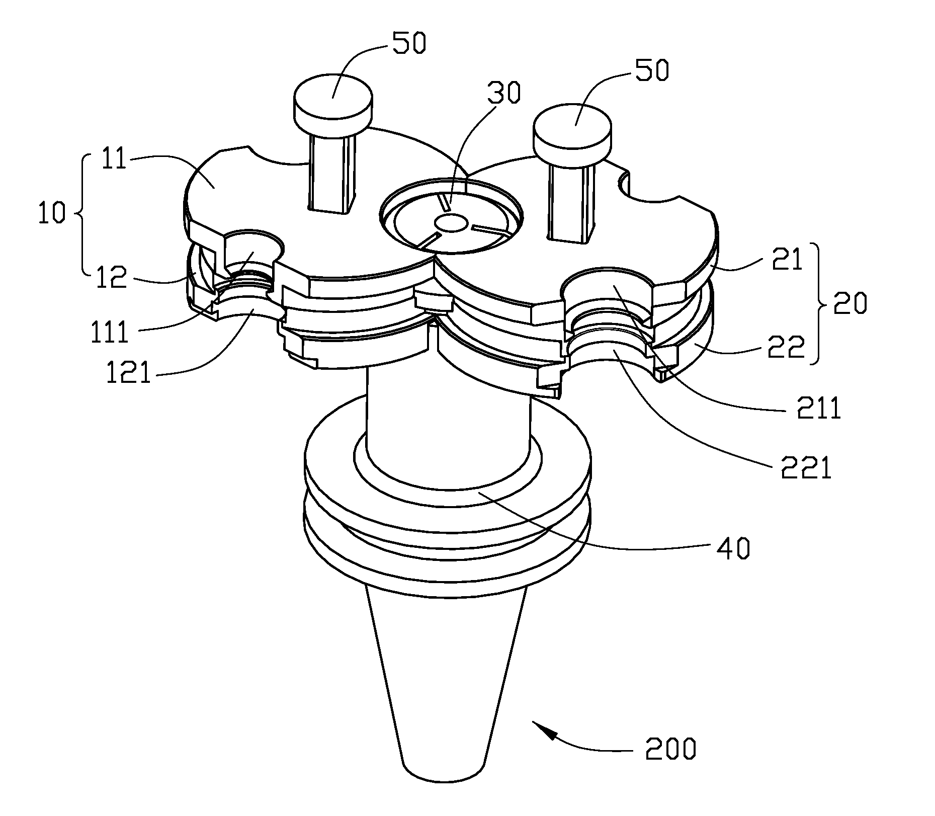 Pressing device for latching and releasing chucking device