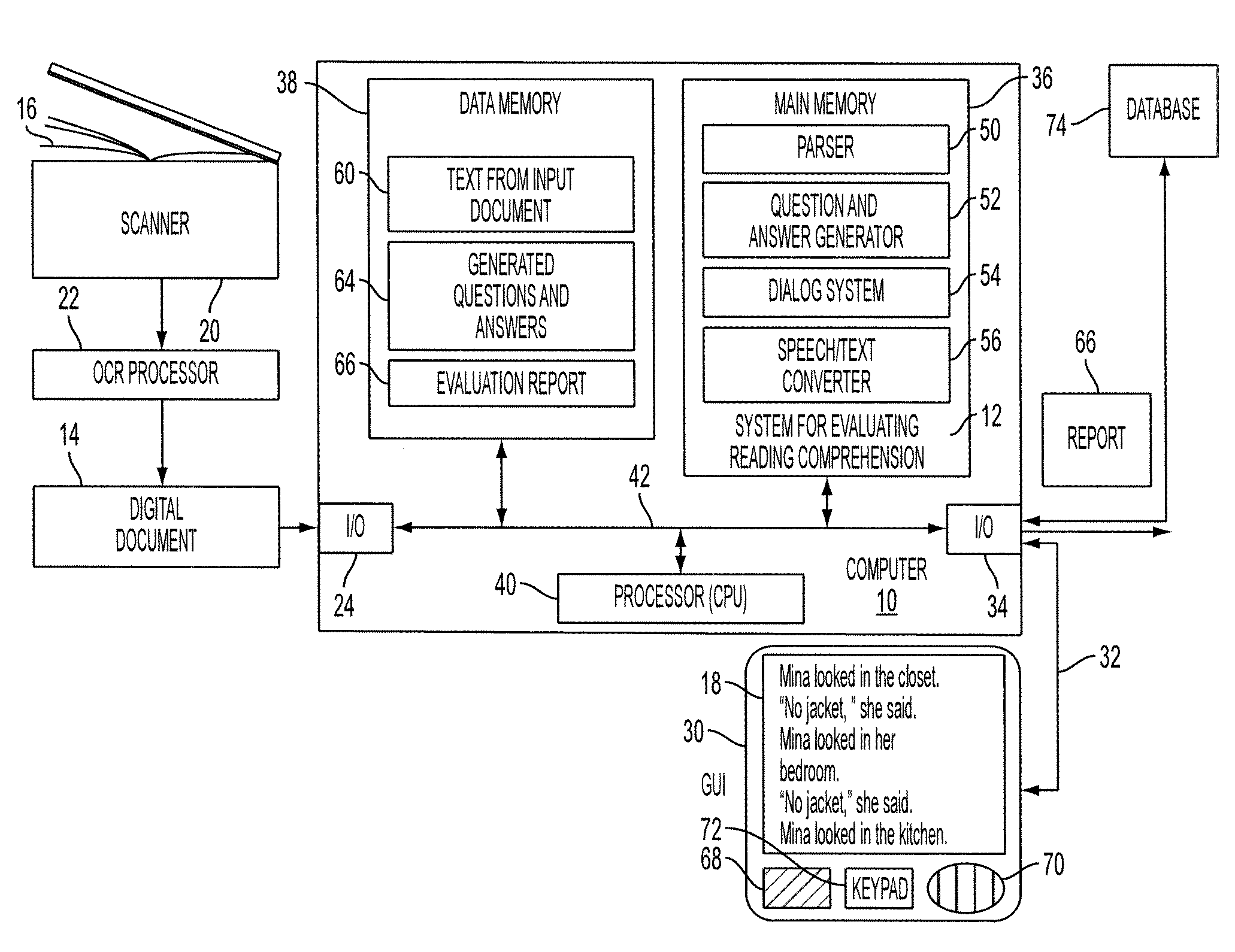 Dialog system for comprehension evaluation