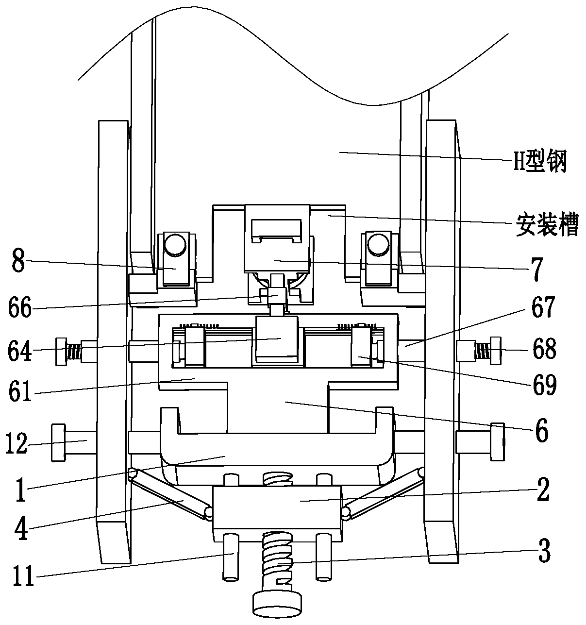 Construction device for mounting groove of bearing steel frame of house