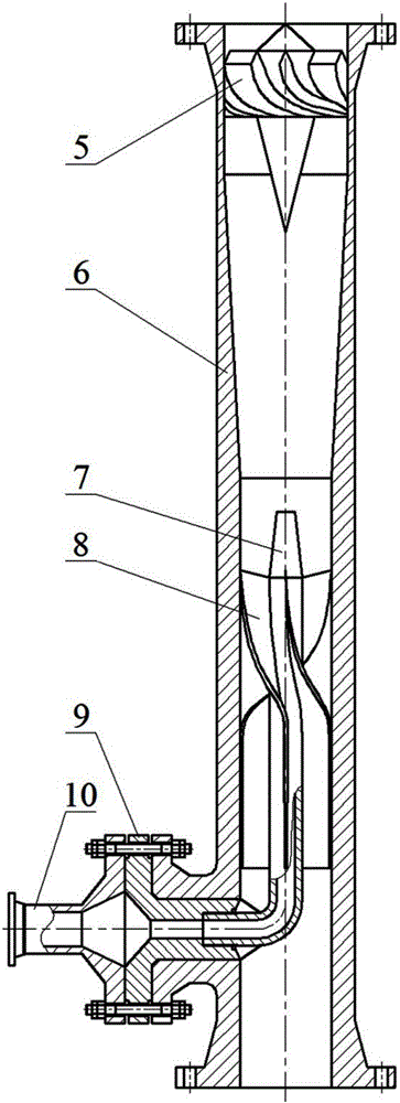 Online three-stage eddy flow dehydration device of submarine pipeline