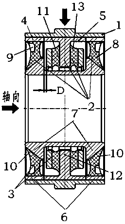 Rubber-metal compound spherical hinge with axial nonlinear variable rigidity