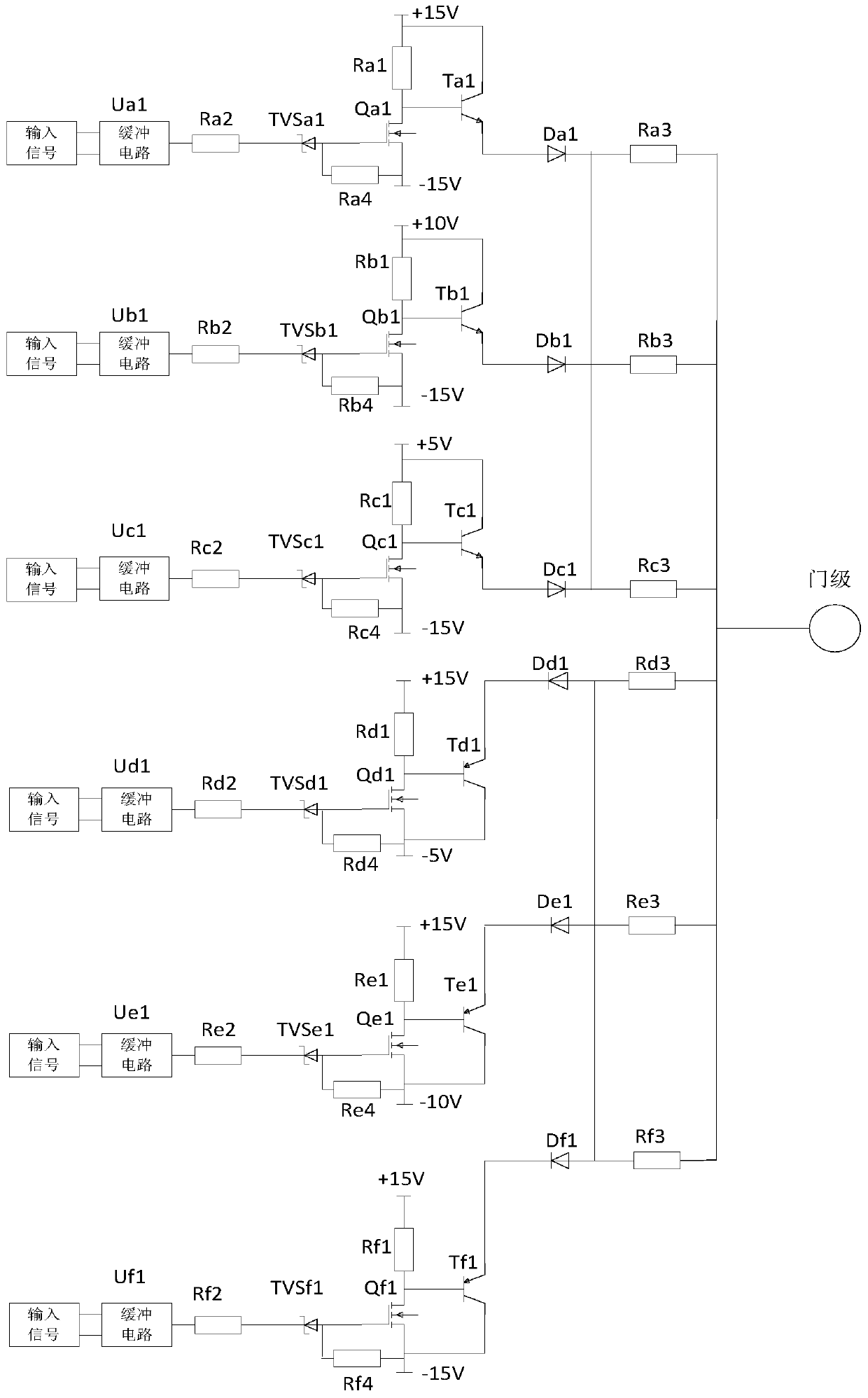 An igbt drive gate rising and falling edge voltage adjustable control circuit