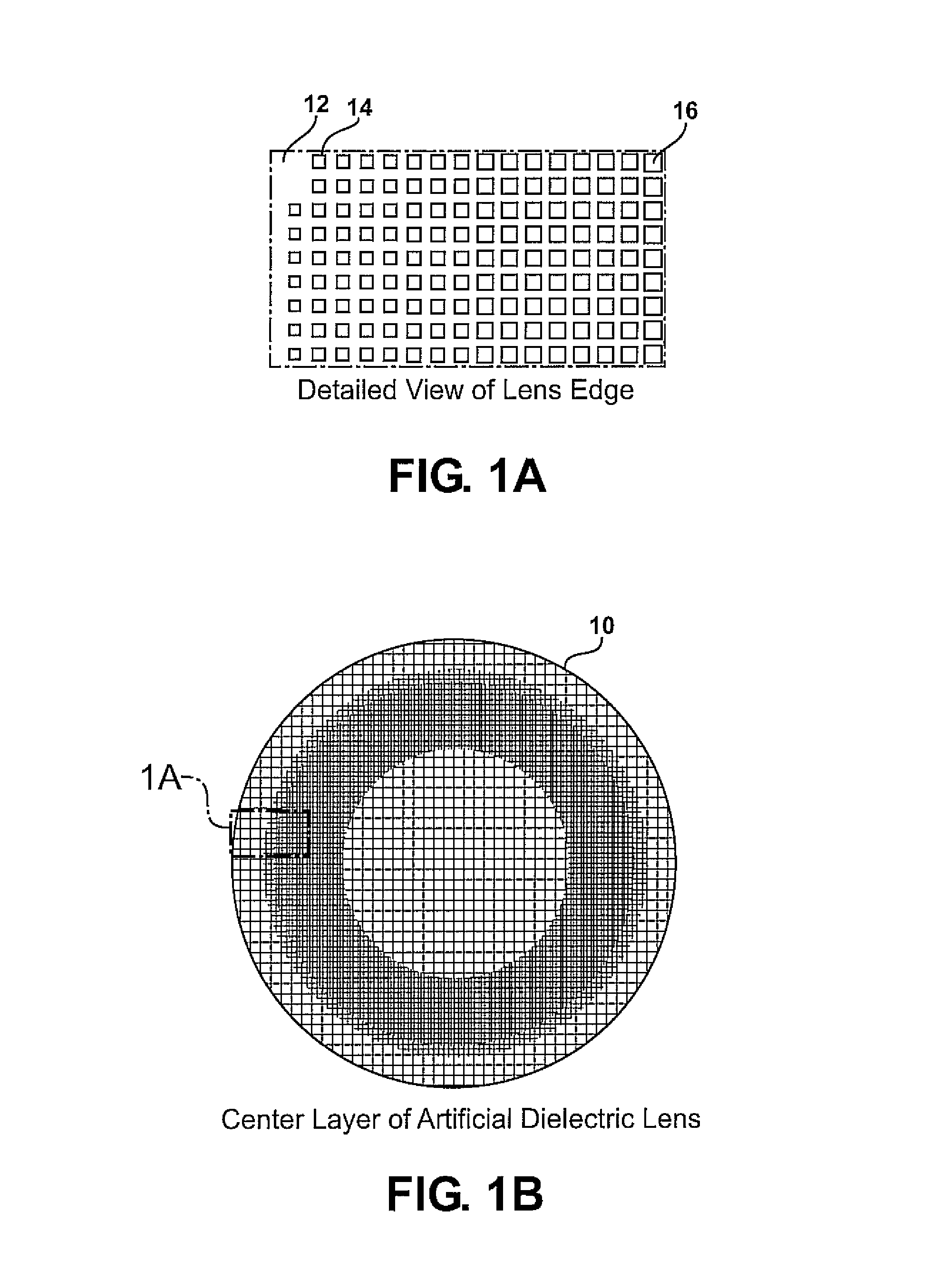 Planar gradient-index artificial dielectric lens and method for manufacture