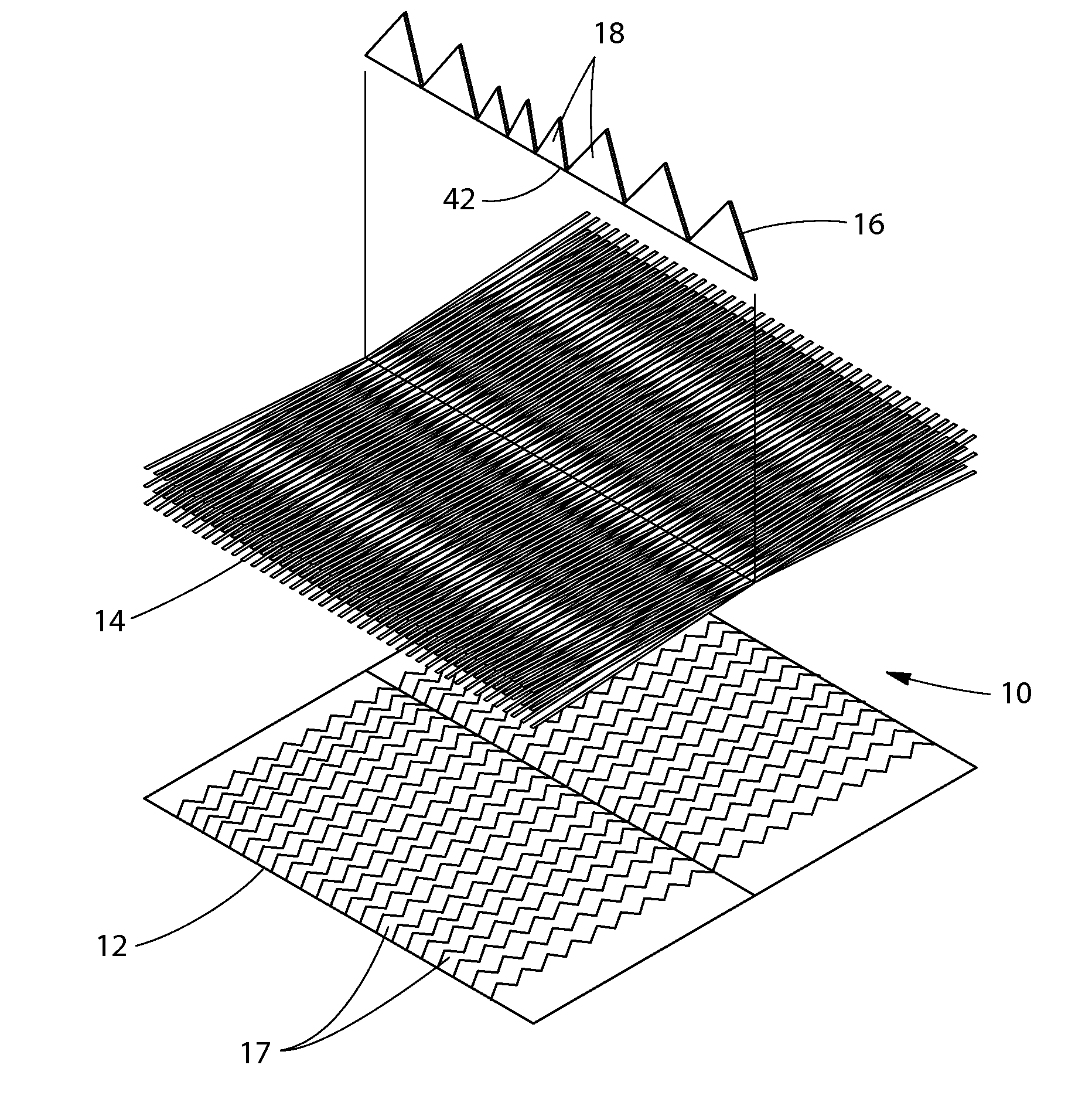 Cleaning article with non-planar element in place of strips