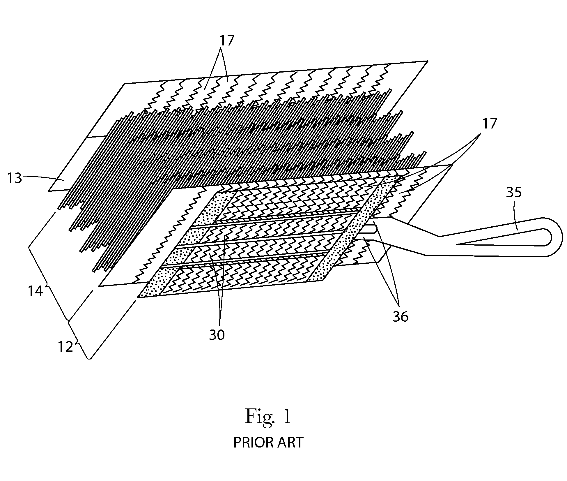 Cleaning article with non-planar element in place of strips