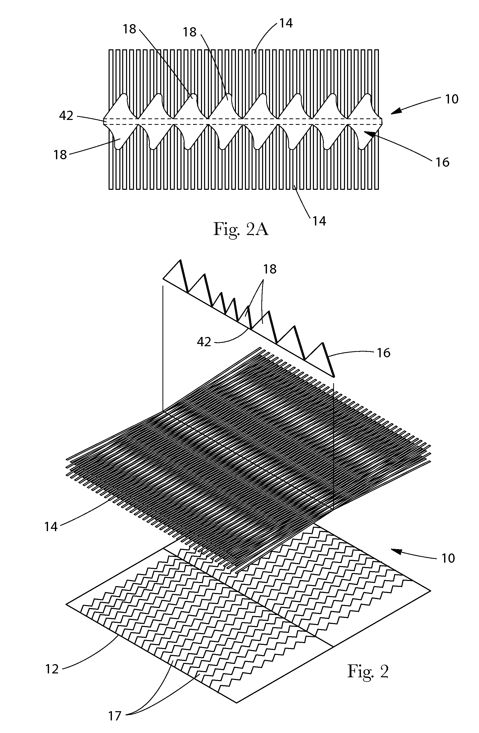 Cleaning article with non-planar element in place of strips