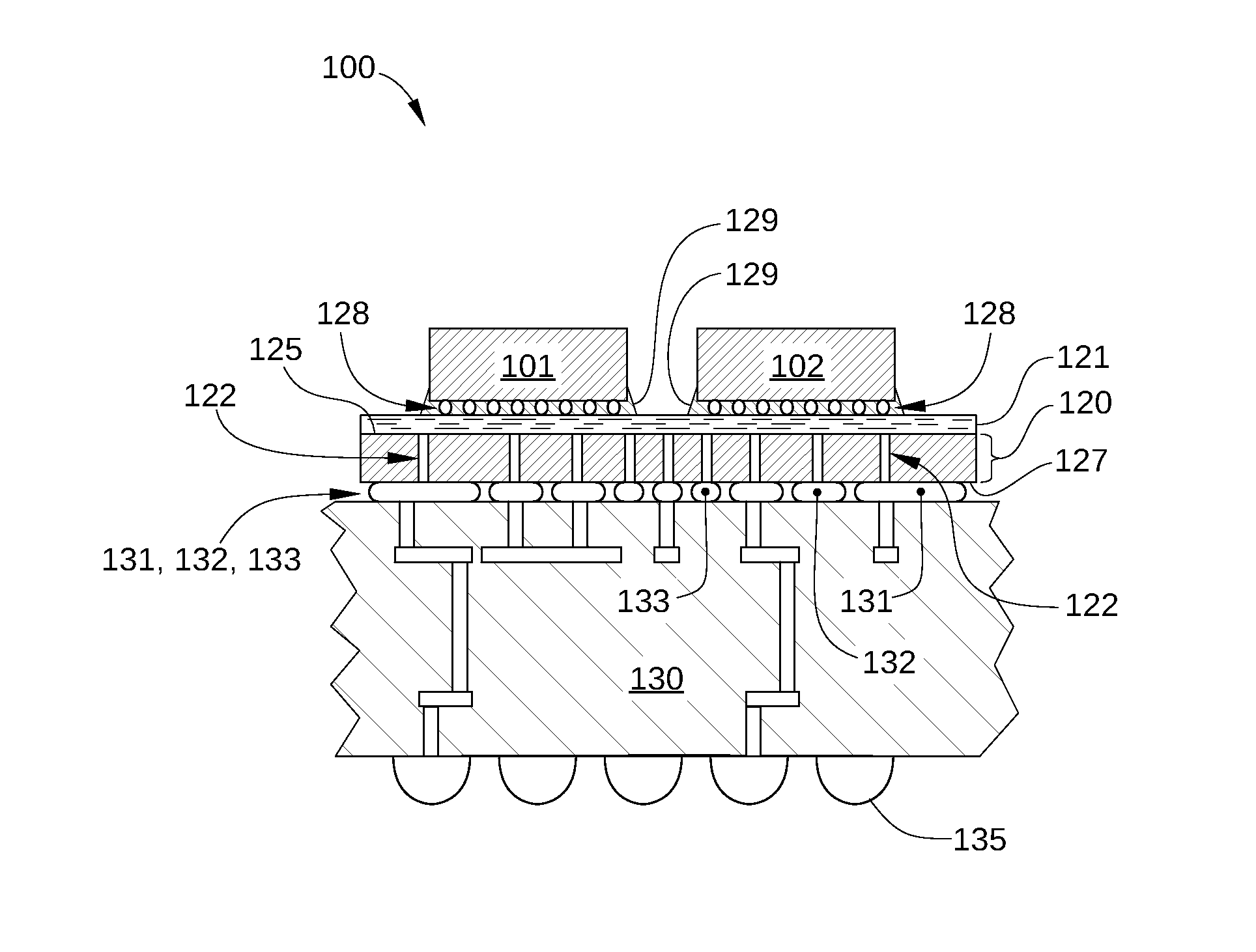 Microelectronic package with stress-tolerant solder bump pattern