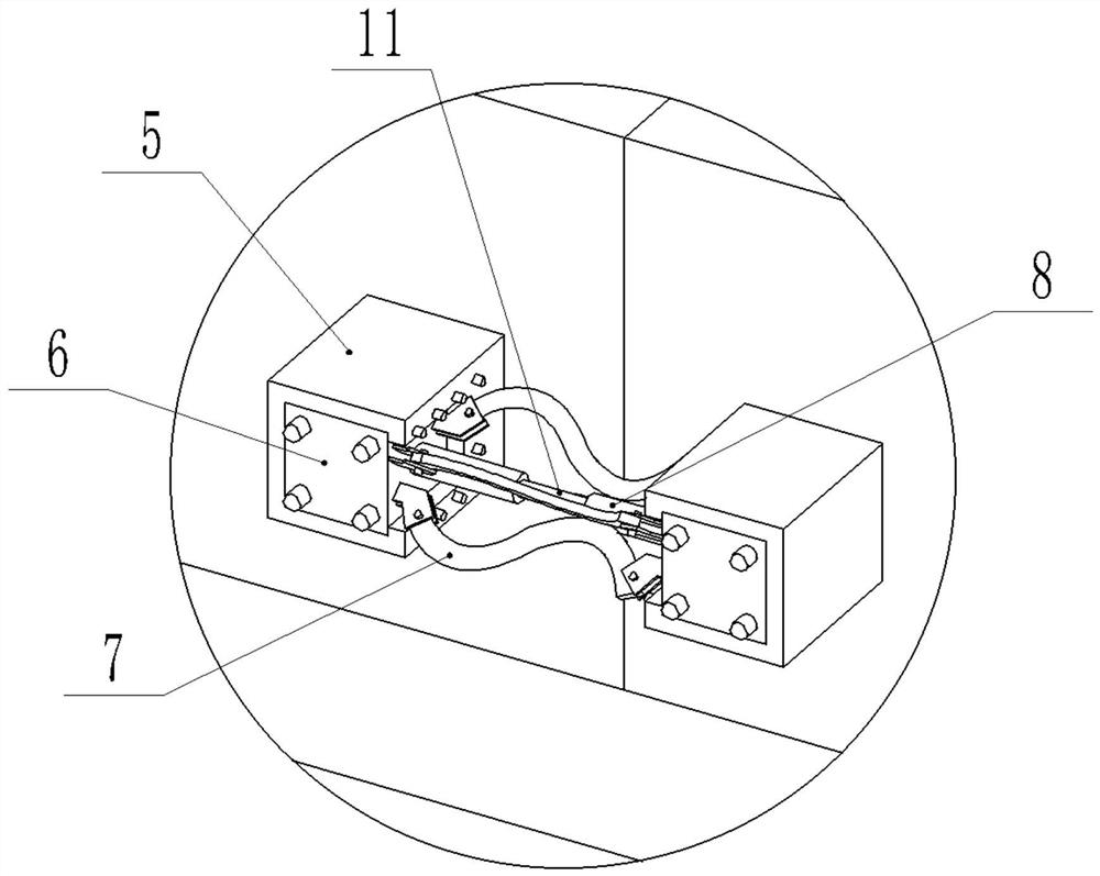 Synchronous limit and anti-drop beam device based on energy dissipation structure