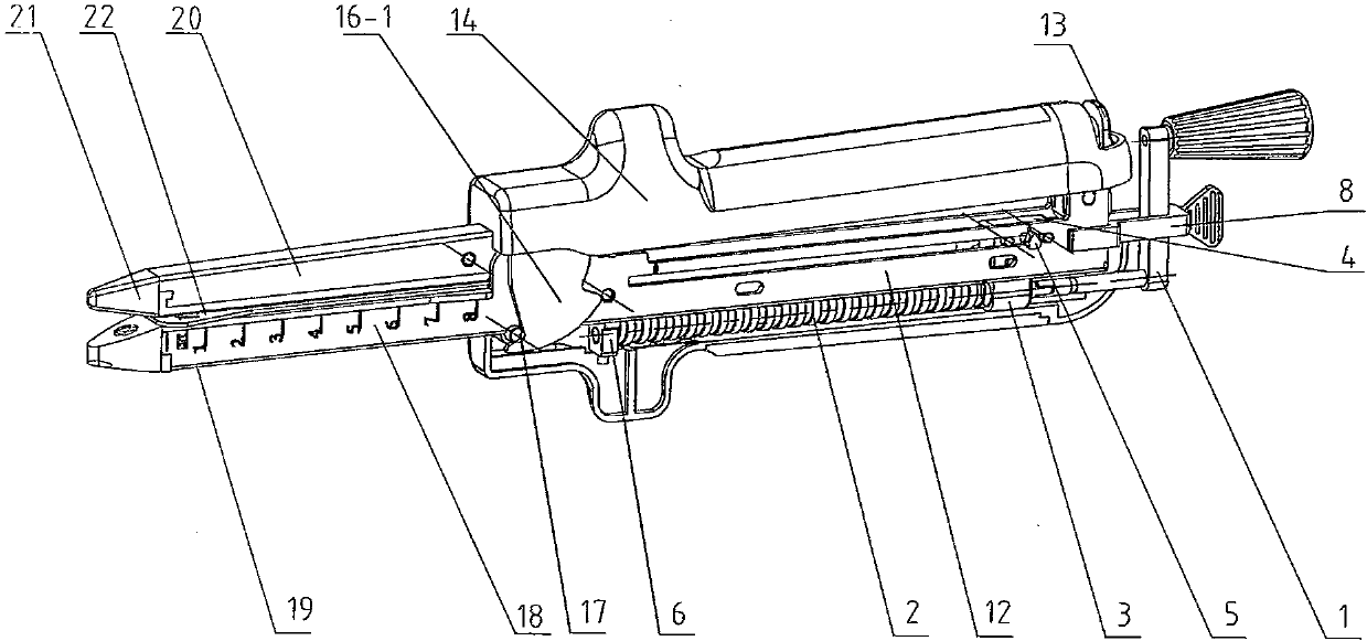 Straight line cutting anastomat