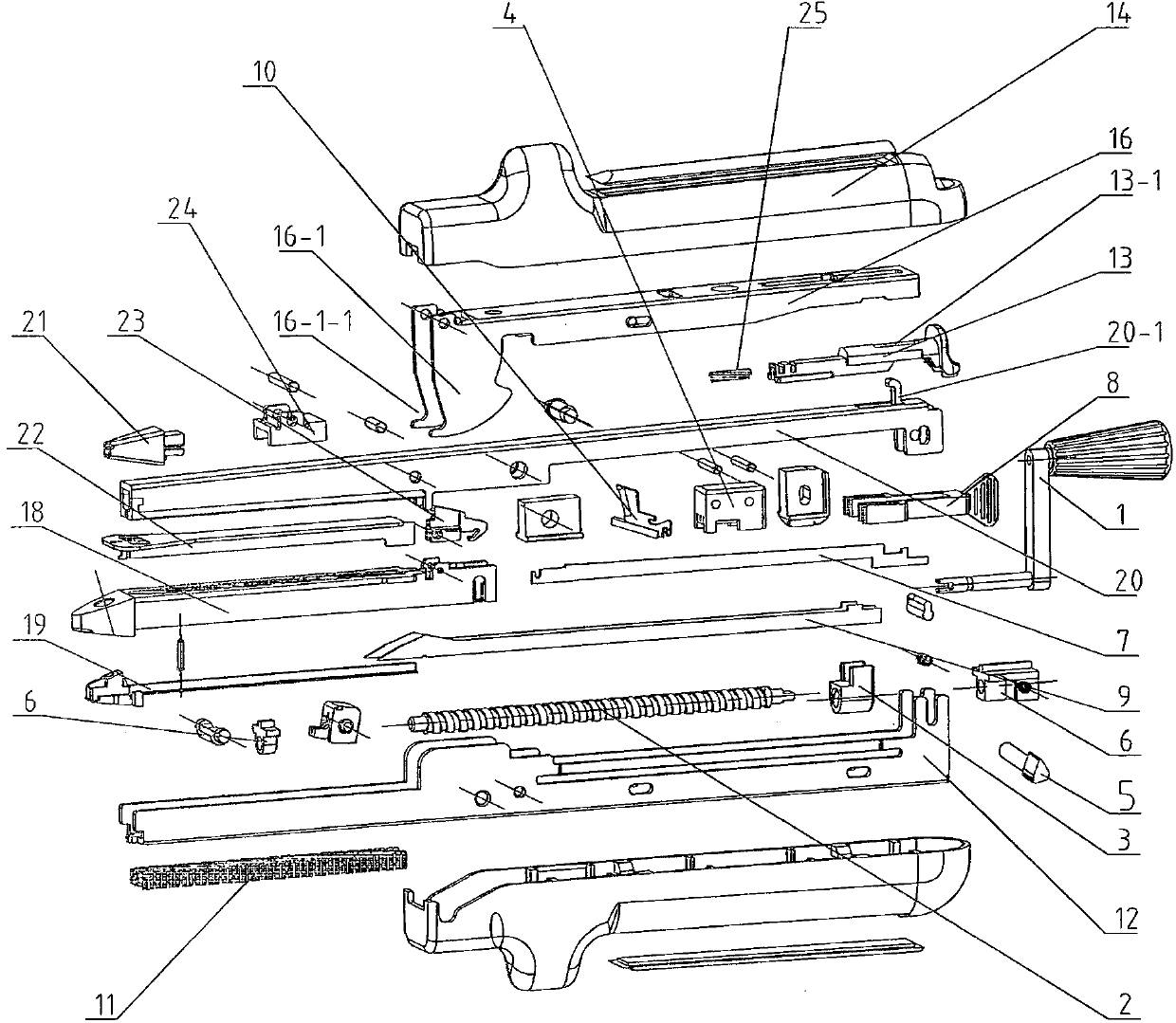 Straight line cutting anastomat